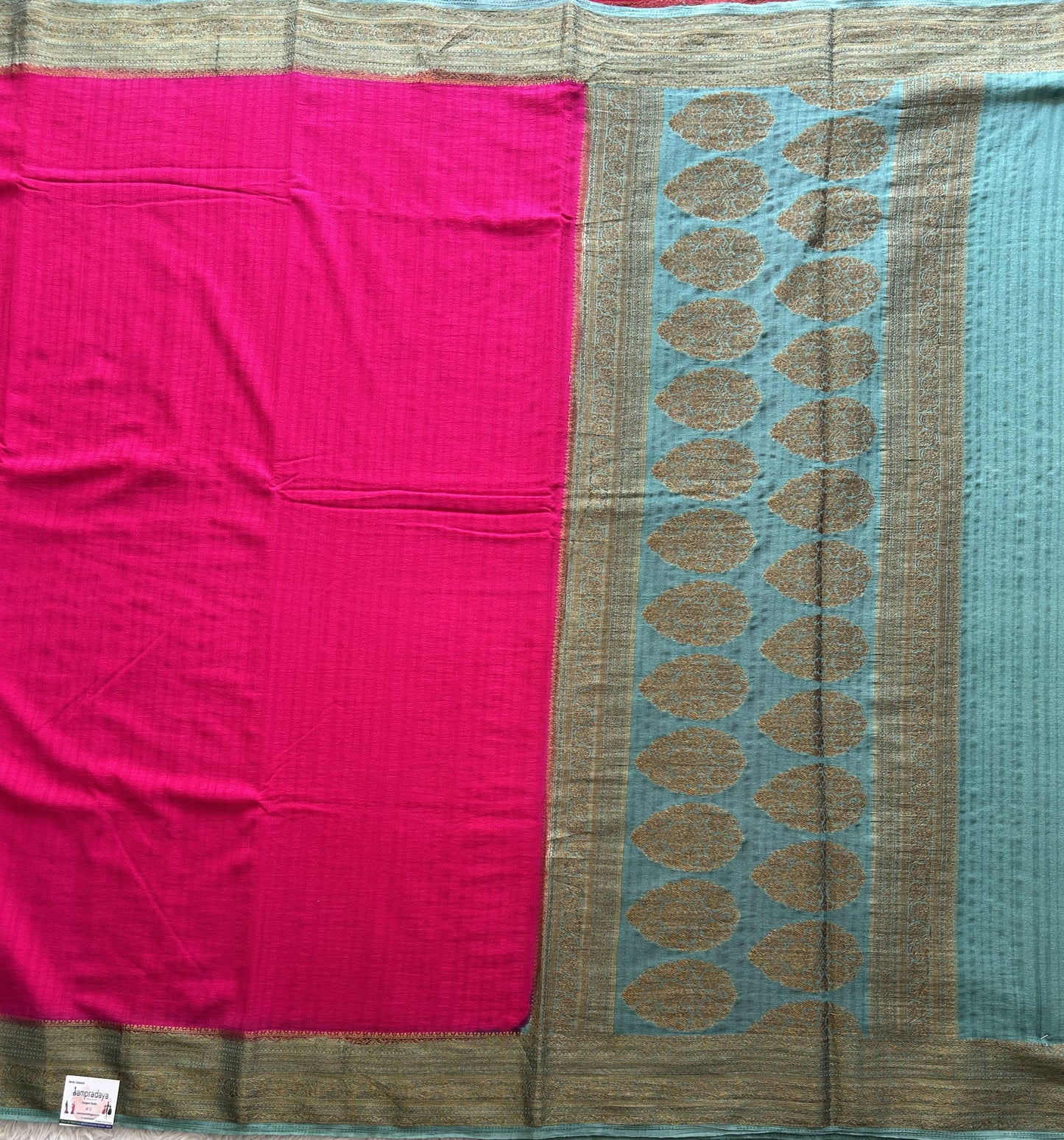 Pink Banarasi Semi Tussar Georgette Saree with Sliver Zari Border — Lightweight Festive Wear - Sampradaya Designer Studio