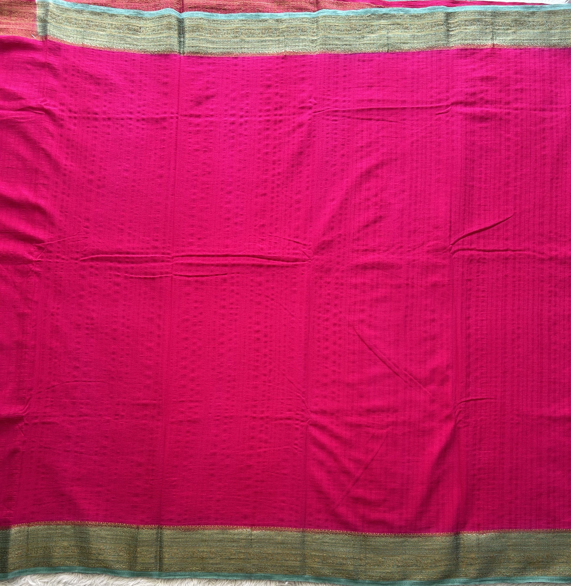 Pink Banarasi Semi Tussar Georgette Saree with Sliver Zari Border — Lightweight Festive Wear - Sampradaya Designer Studio