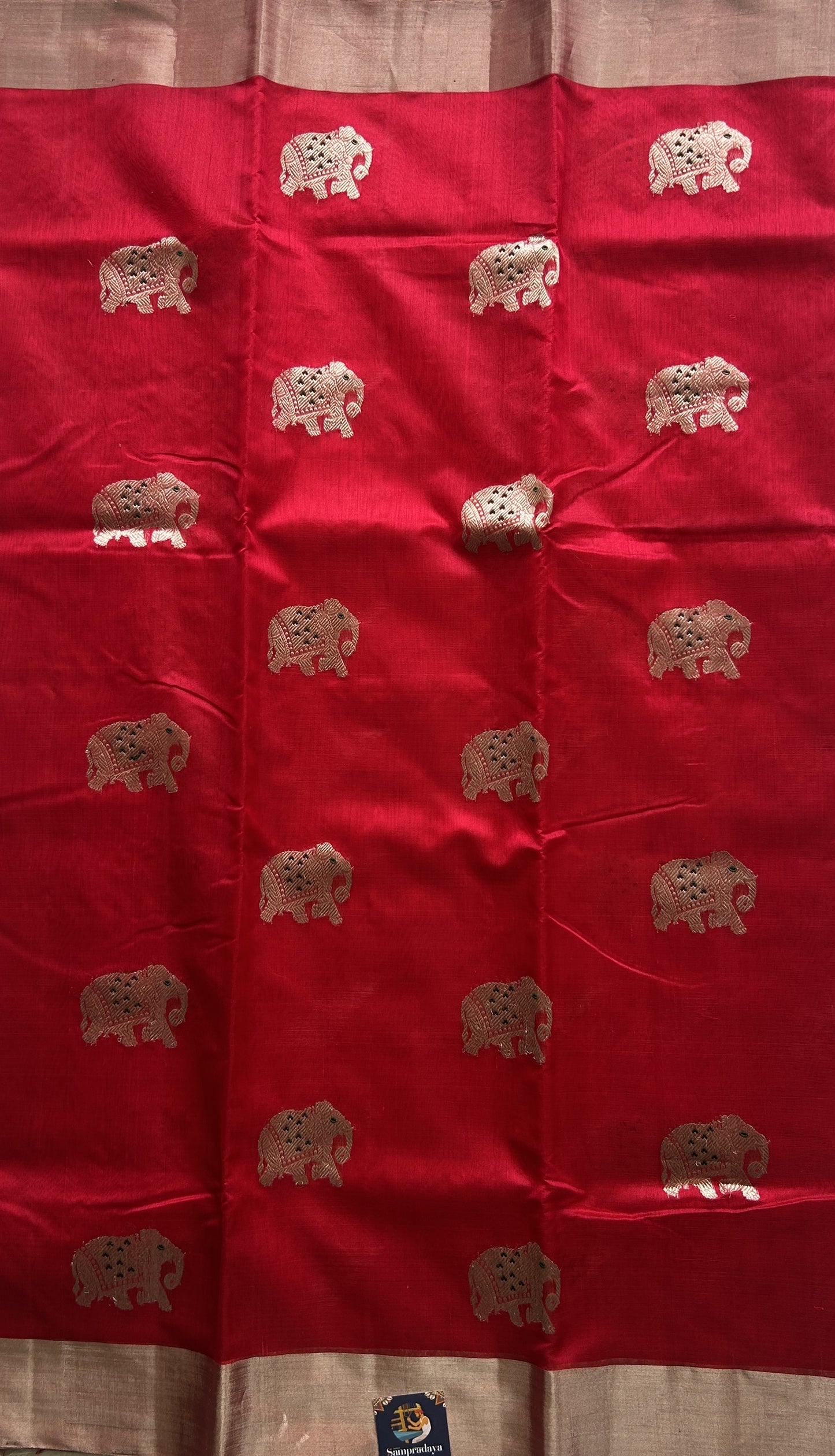 Chanderi Silk Saree Deep Pink color Elegantly Paired with a Silver Zari border - Sampradaya Designer Studio