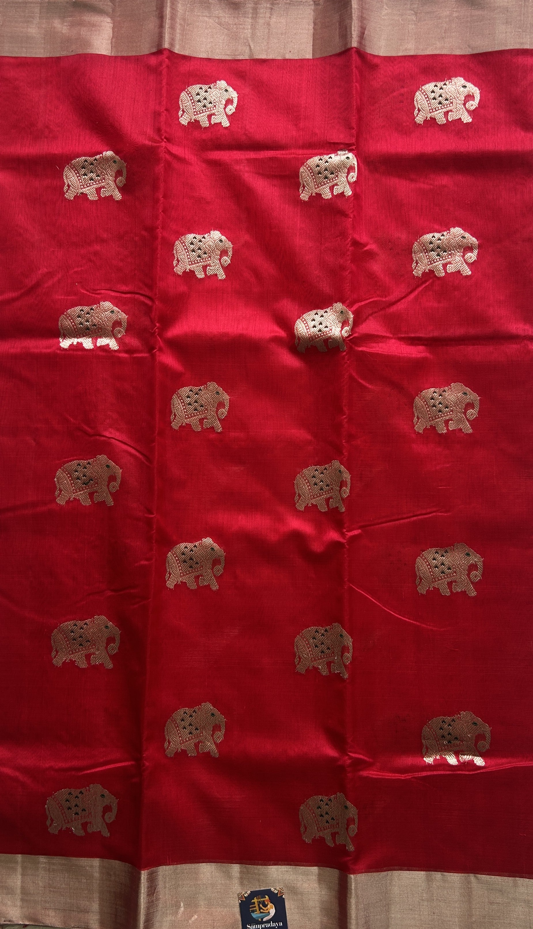 Chanderi Silk Saree Deep Pink color Elegantly Paired with a Silver Zari border - Sampradaya Designer Studio