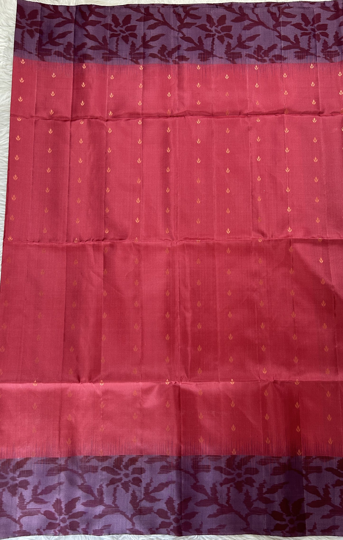Kanjivaram Festive Soft Silk Saree Magenta colored Saree complemented with a Mauve Colored Pochampally border. - Sampradaya Designer Studio