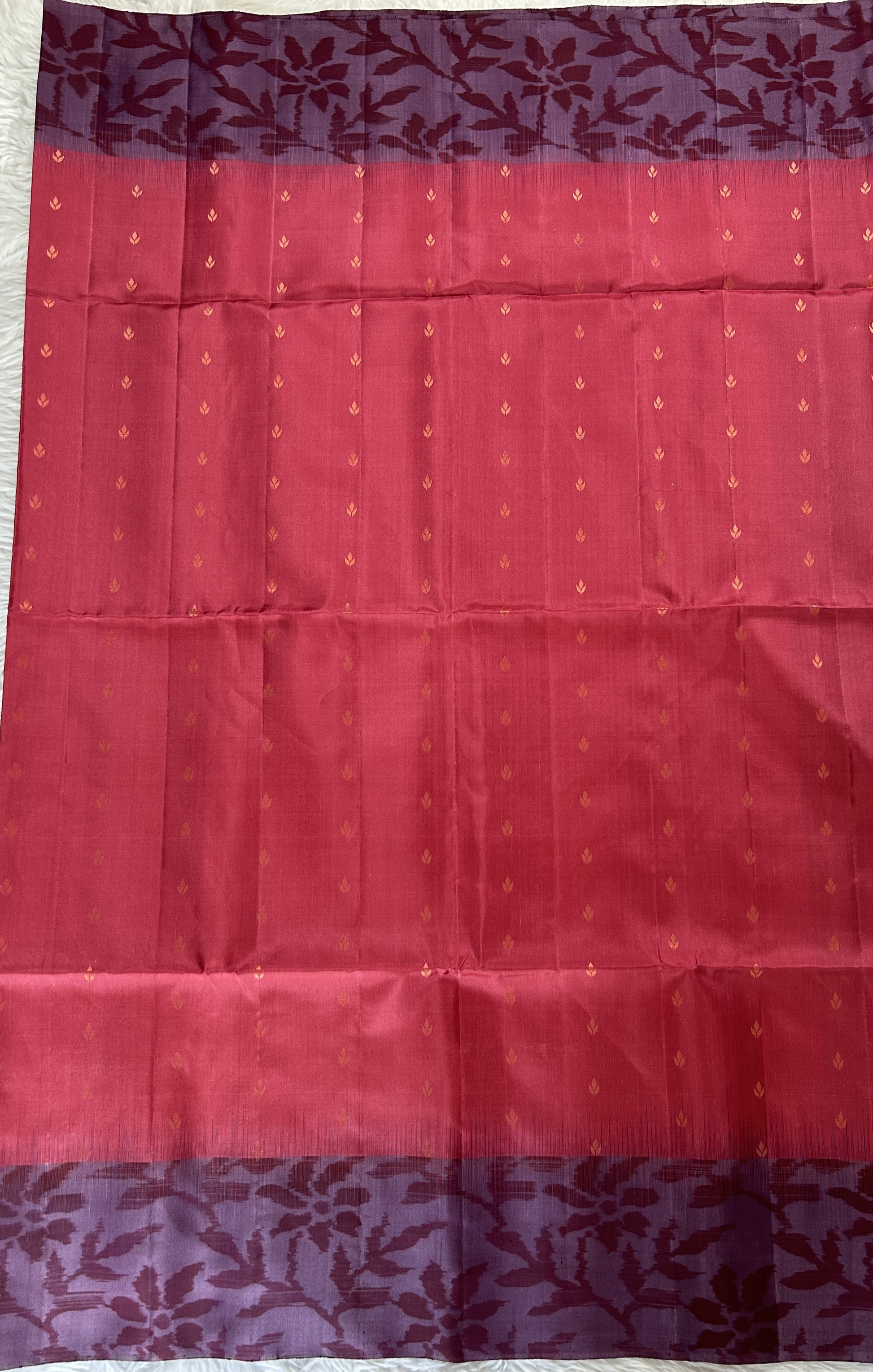Kanjivaram Festive Soft Silk Saree Magenta colored Saree complemented with a Mauve Colored Pochampally border. - Sampradaya Designer Studio