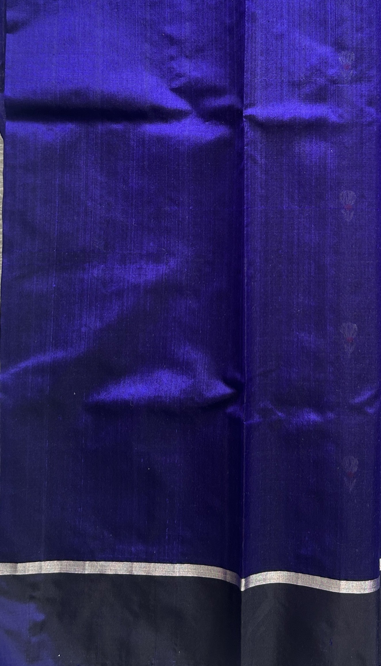 Chanderi Silk Saree Royal Blue color Elegantly Paired with a Plain border - Sampradaya Designer Studio