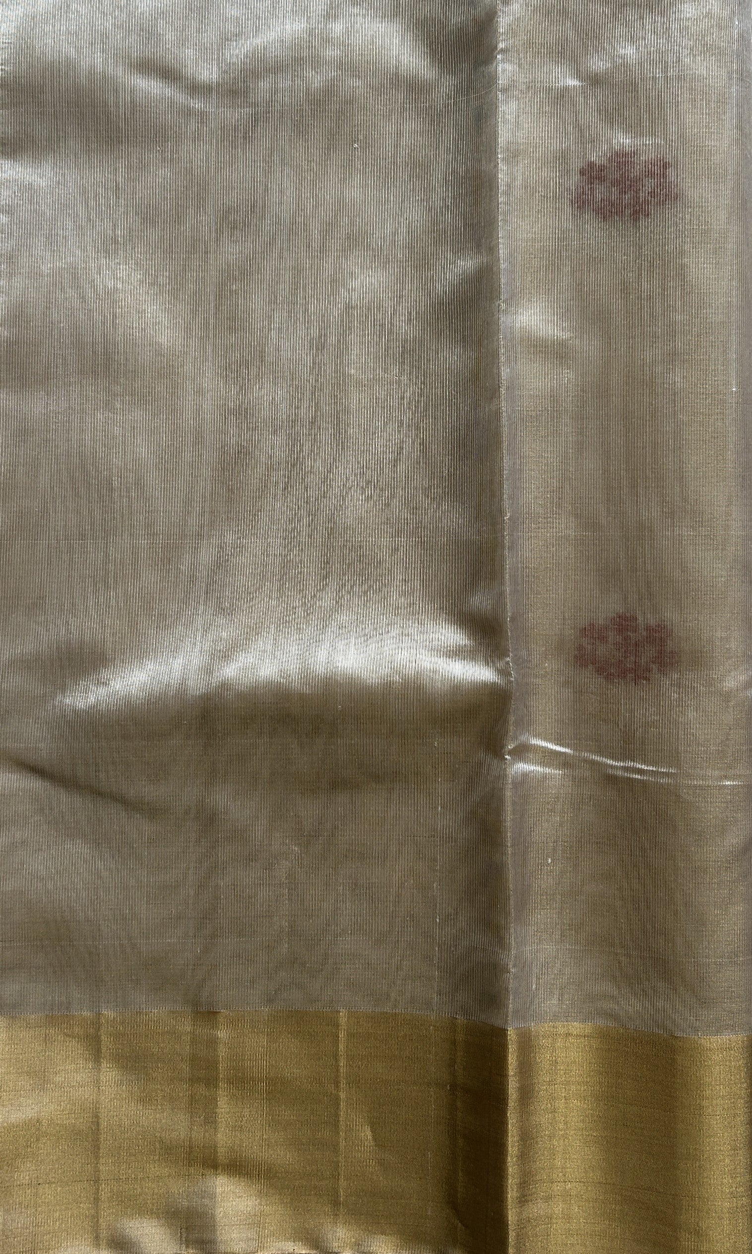 Chanderi Silk Saree Gold color Elegantly Paired with a Gold Zari border - Sampradaya Designer Studio