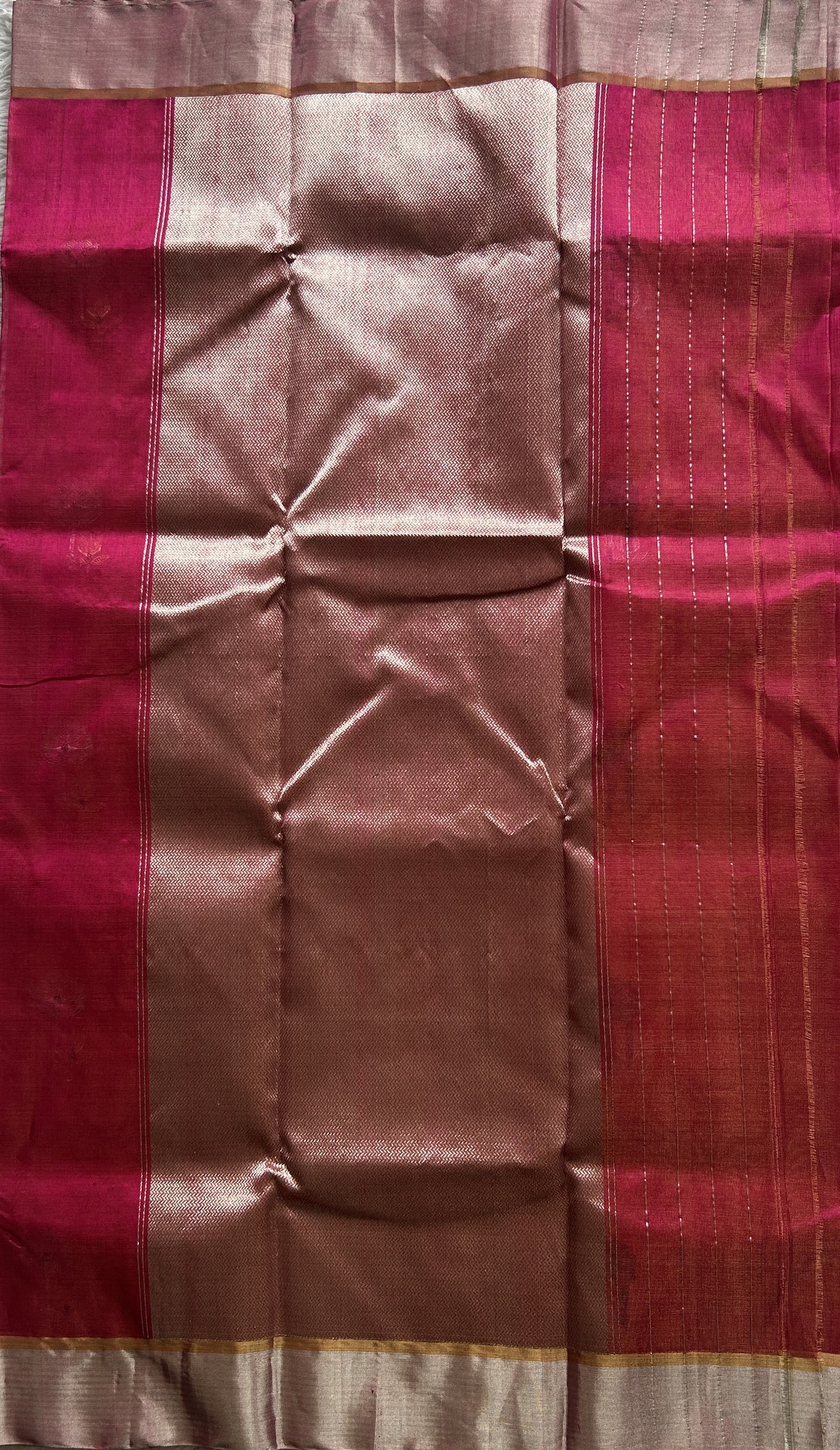 Chanderi Silk Saree Orange color Elegantly Paired with a Silver Zari border ko - Sampradaya Designer Studio