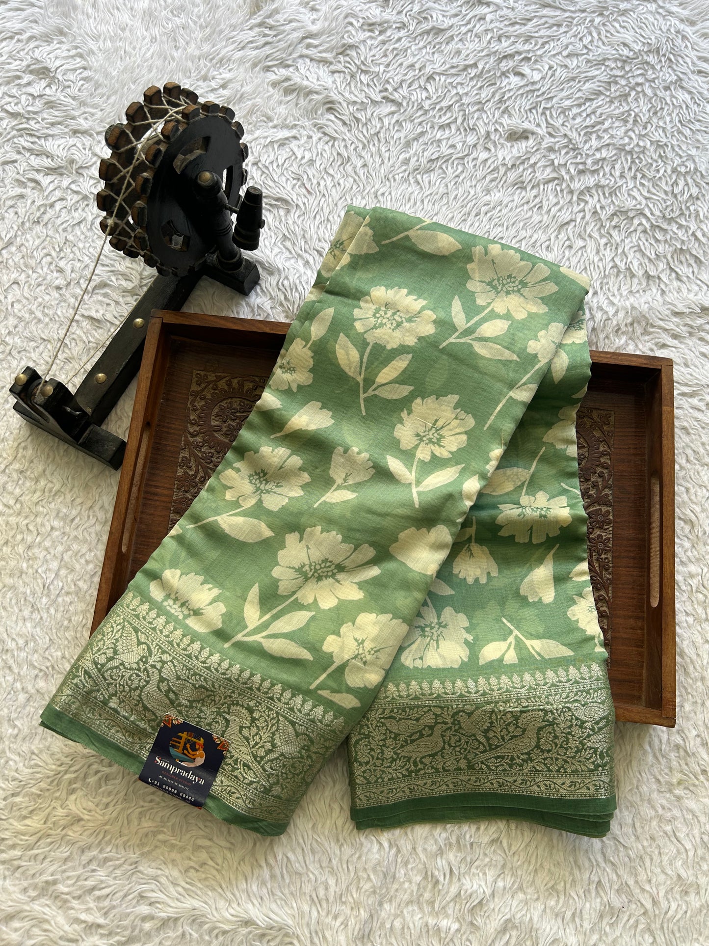 Mint Green Maheshwari  Cotton Saree For Women - Elegant Office & Daily Wear.