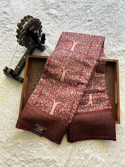 Onion Pink Maheshwari  Cotton Saree for Women - Elegant Office & Daily Wear.
