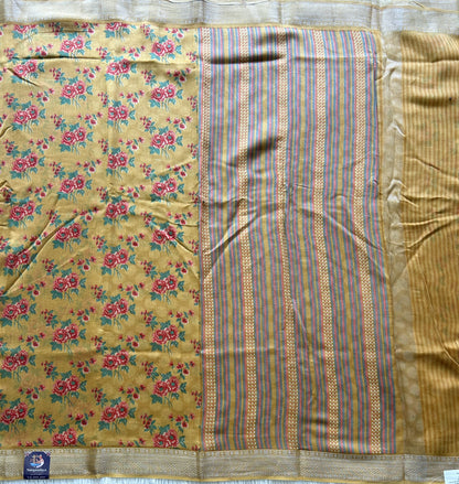 Light Yellow Maheshwari  Cotton Saree For women - Elegant Office & Daily Wear.