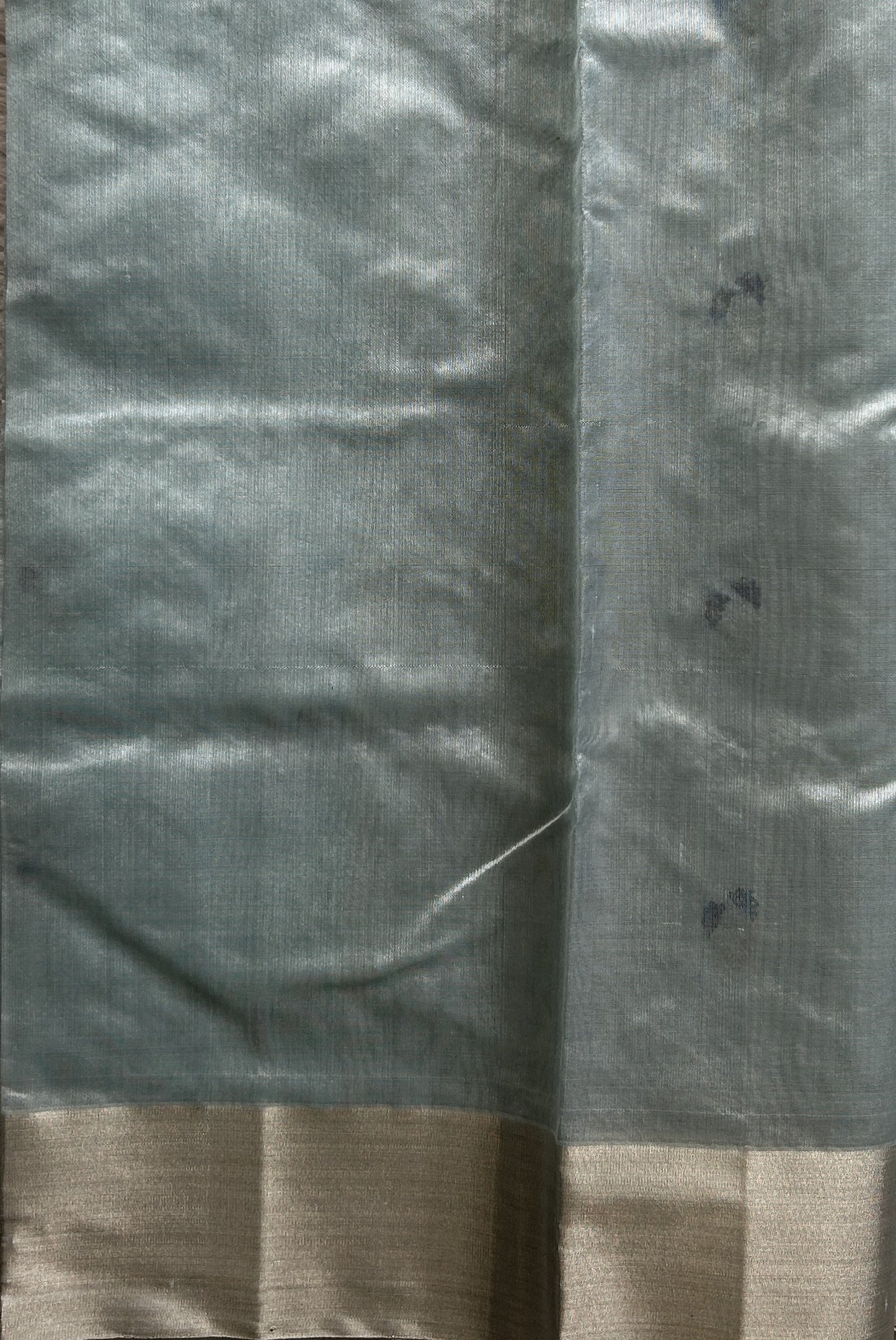 Chanderi Silk Saree Sky Blue color Elegantly Paired with a Gold Zari border - Sampradaya Designer Studio