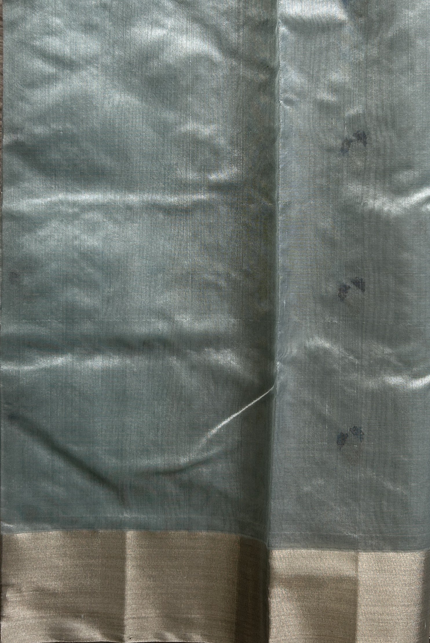 Chanderi Silk Saree Sky Blue color Elegantly Paired with a Gold Zari border - Sampradaya Designer Studio
