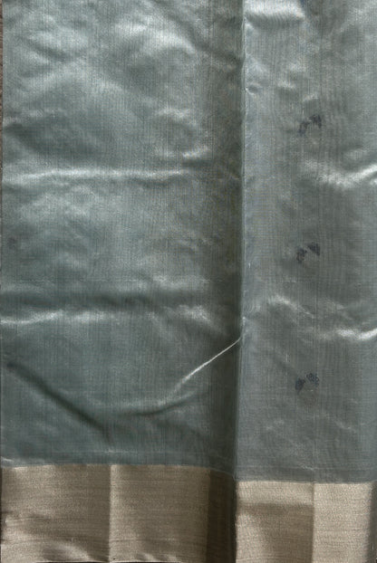 Chanderi Silk Saree Sky Blue color Elegantly Paired with a Gold Zari border - Sampradaya Designer Studio