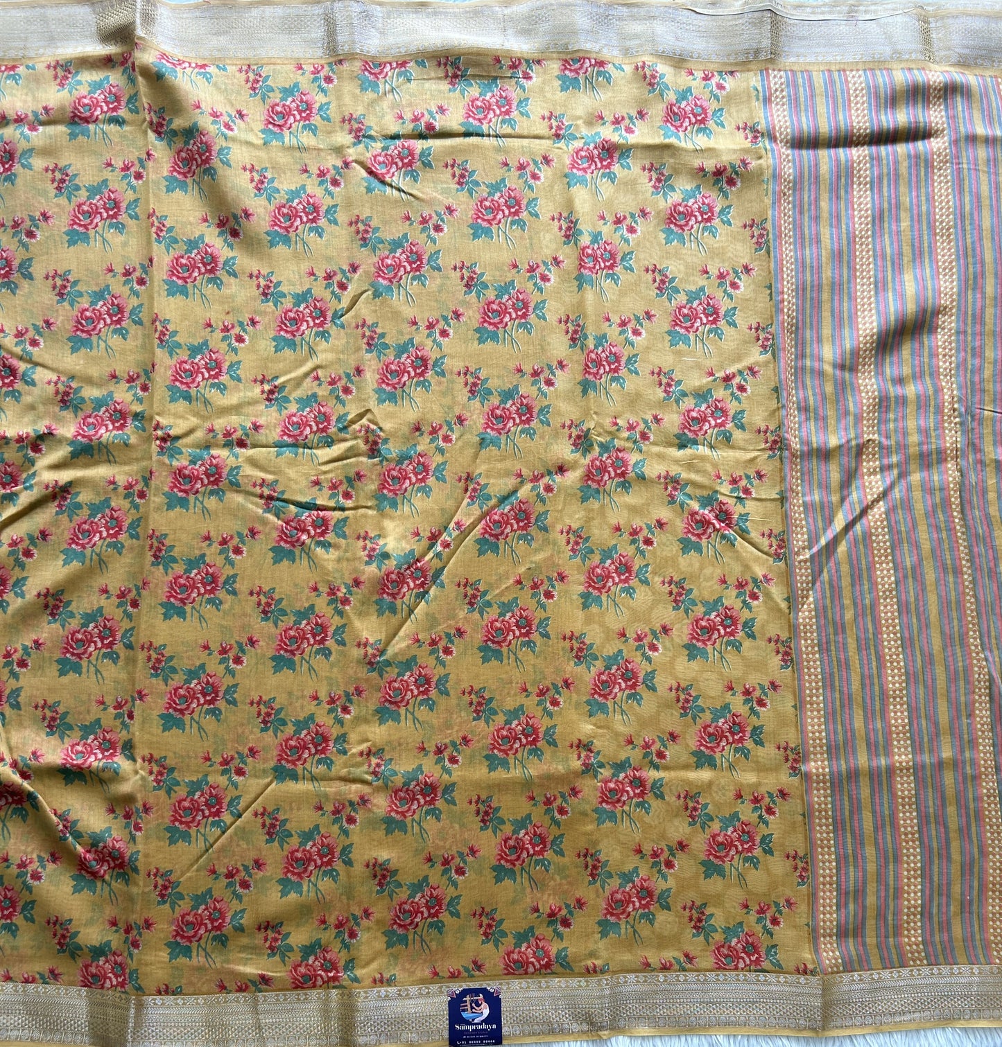 Light Yellow Maheshwari  Cotton Saree For women - Elegant Office & Daily Wear.