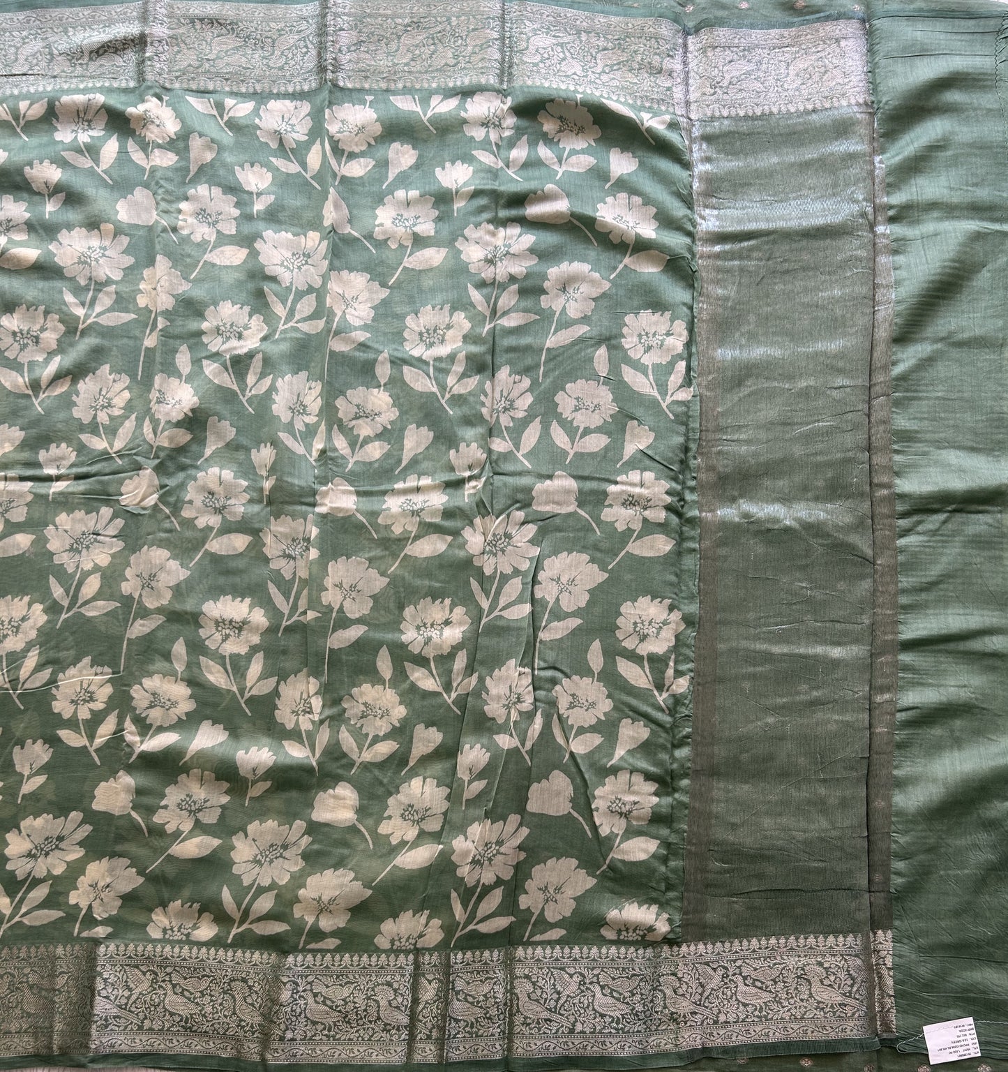 Mint Green Maheshwari  Cotton Saree For Women - Elegant Office & Daily Wear.