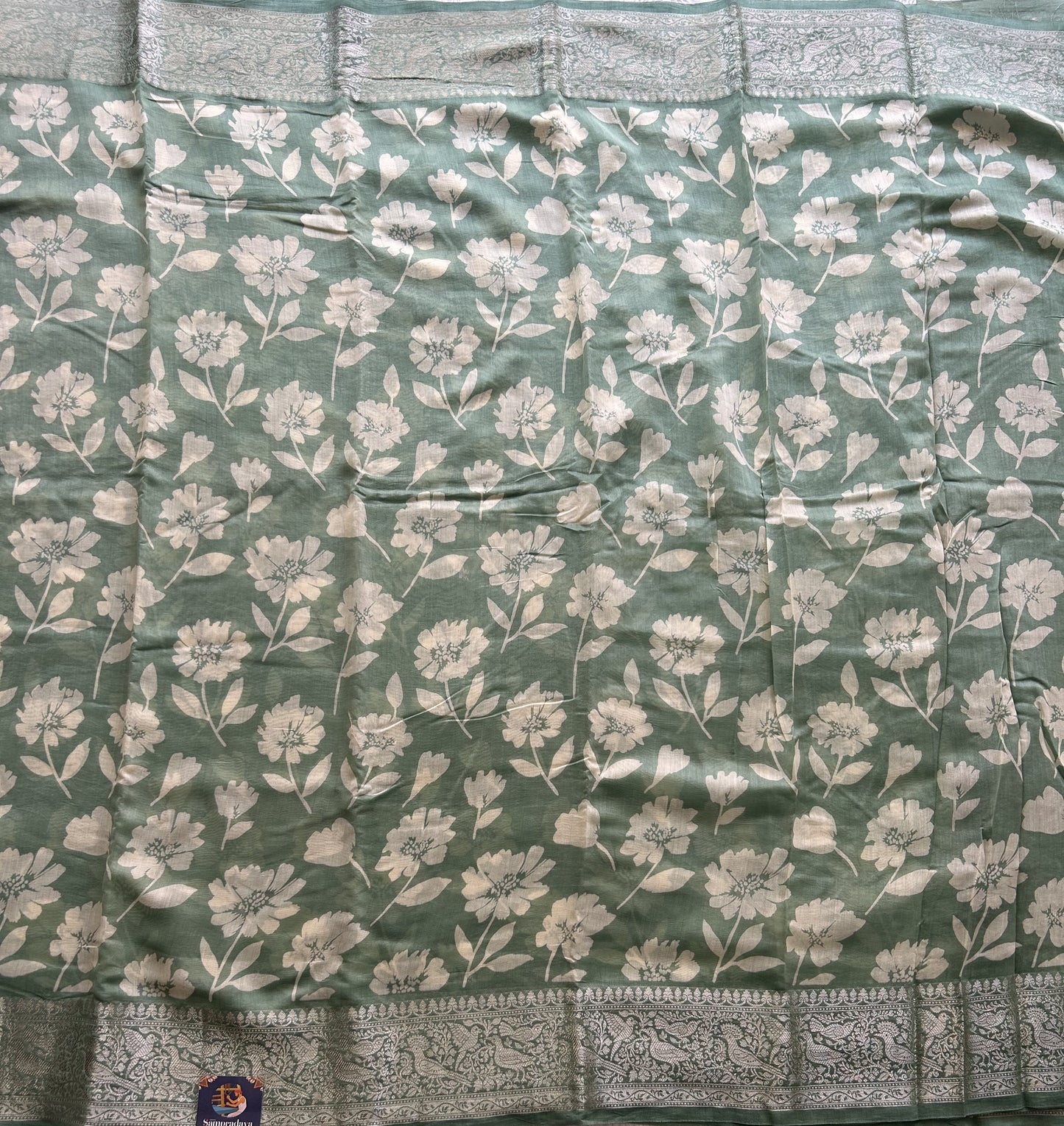 Mint Green Maheshwari  Cotton Saree For Women - Elegant Office & Daily Wear.