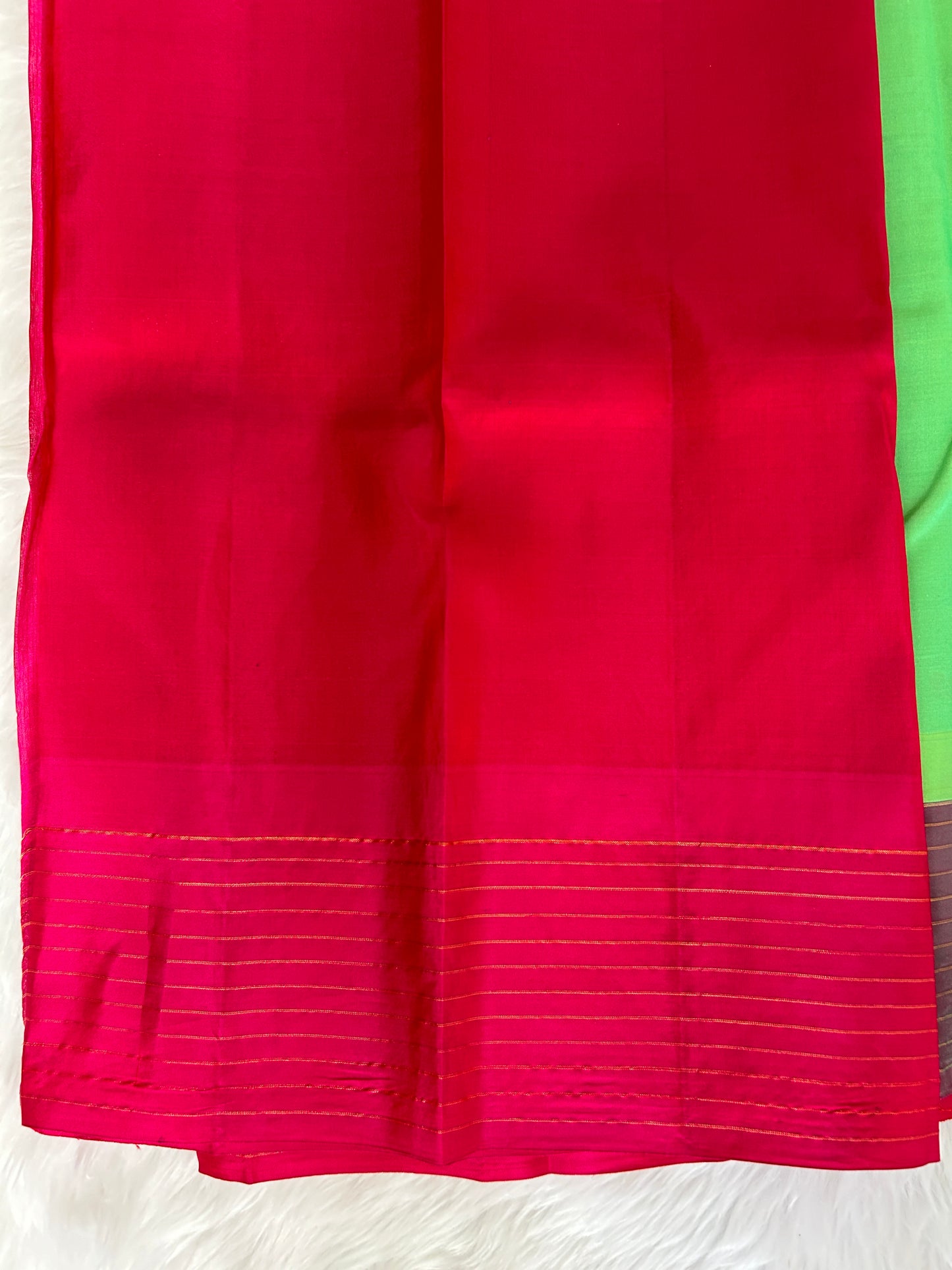 Gadwal Pattu Saree Sea Green colored saree complemented with a Pink checks border - Sampradaya Designer Studio