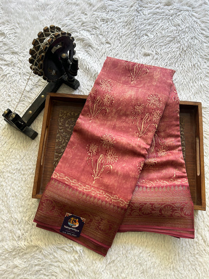 Onion Pink Maheshwari  Cotton Saree for Women - Elegant Office & Daily Wear.