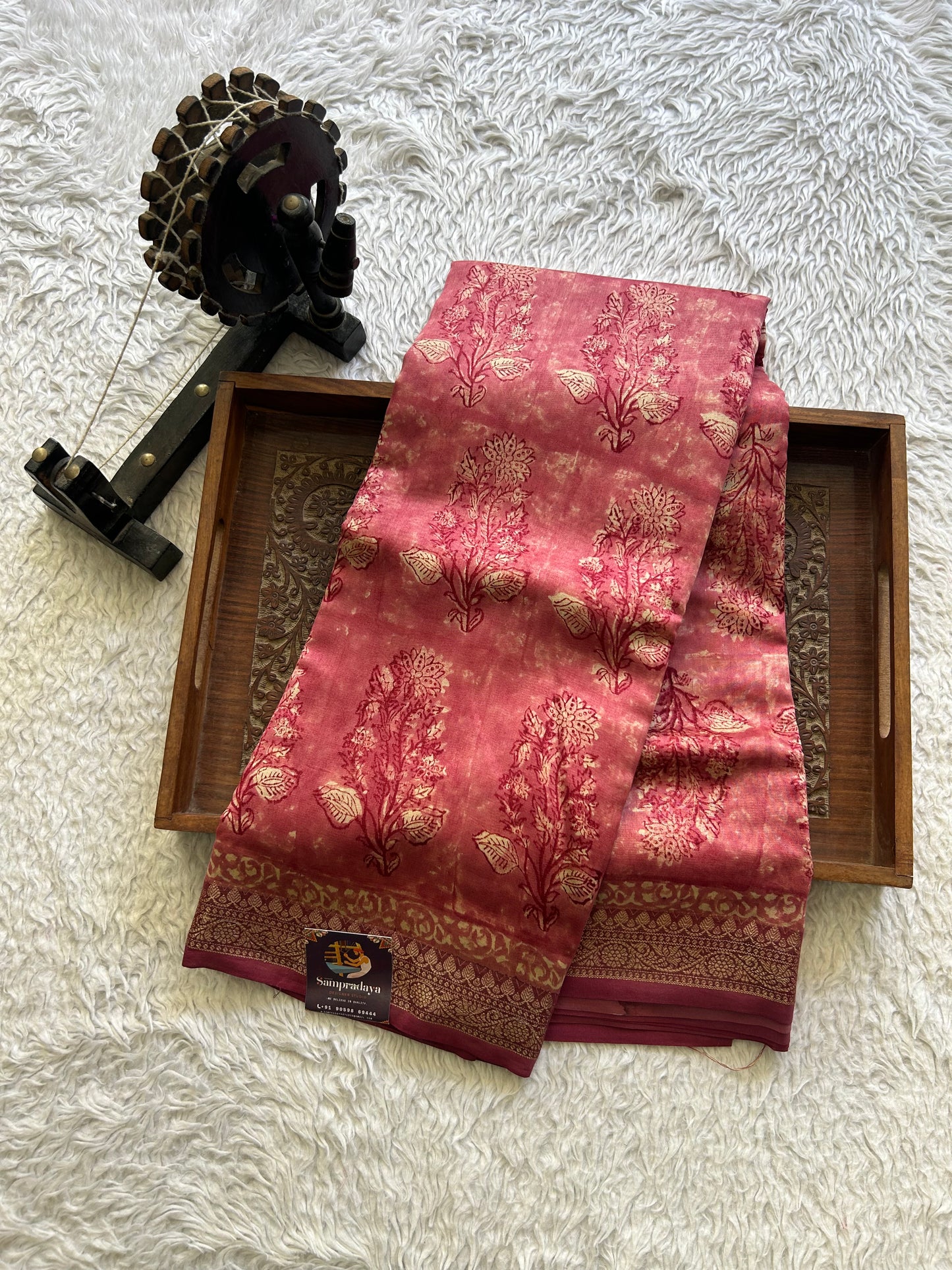 Onion Pink Maheshwari  Cotton Saree for Women - Elegant Office & Daily Wear.