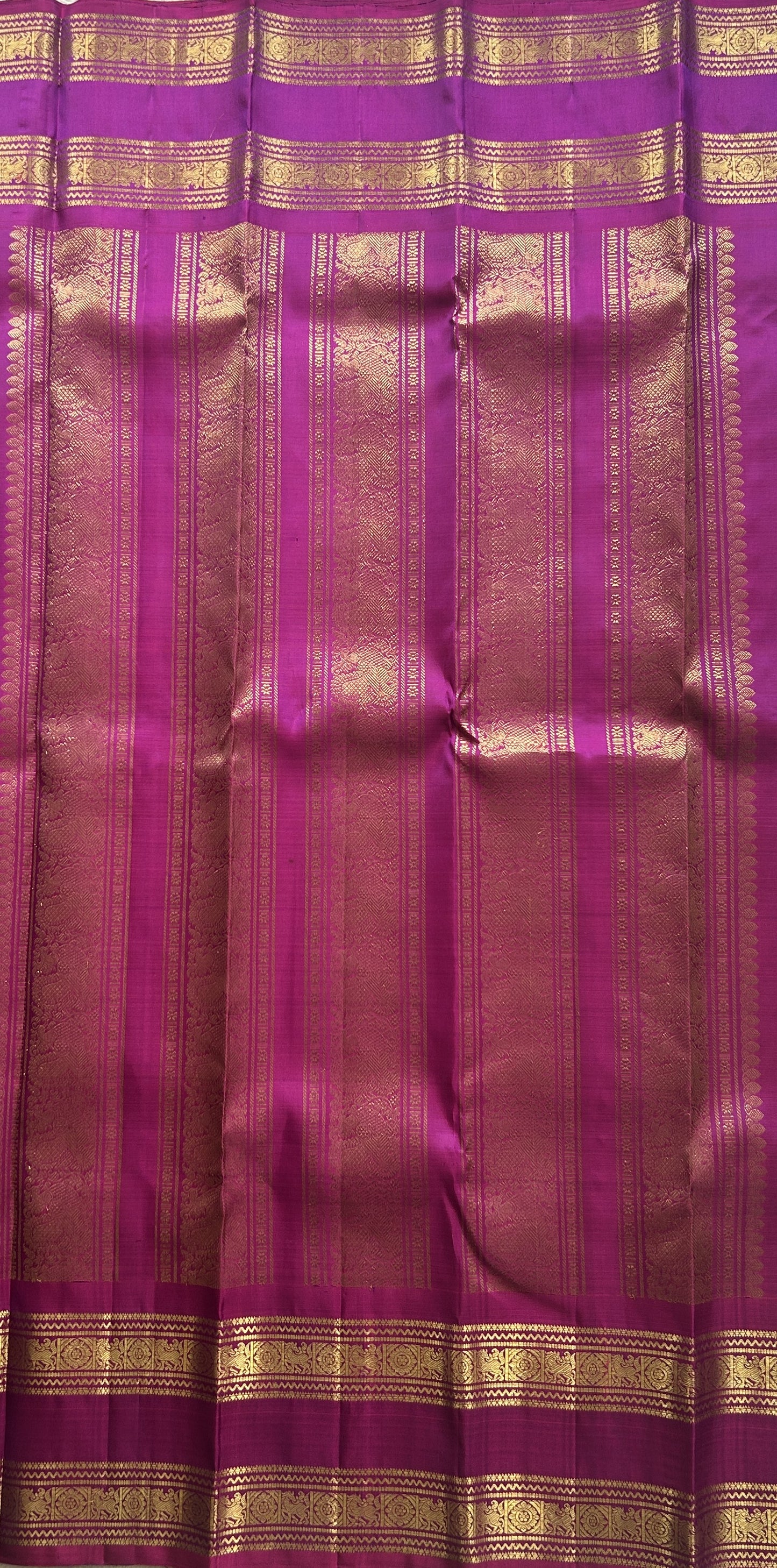 Pure Kanjivaram Silk Saree Purple Colored Complemented with a Gap Border. - Sampradaya Designer Studio