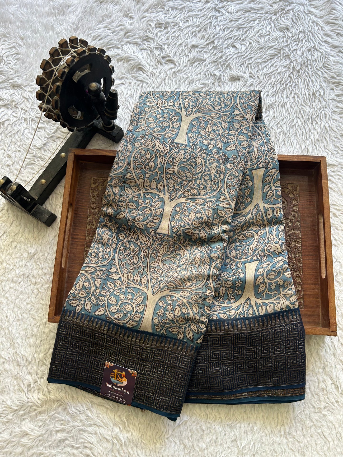 Blue Maheshwari  Cotton Saree For Women - Elegant Office & Daily Wear.
