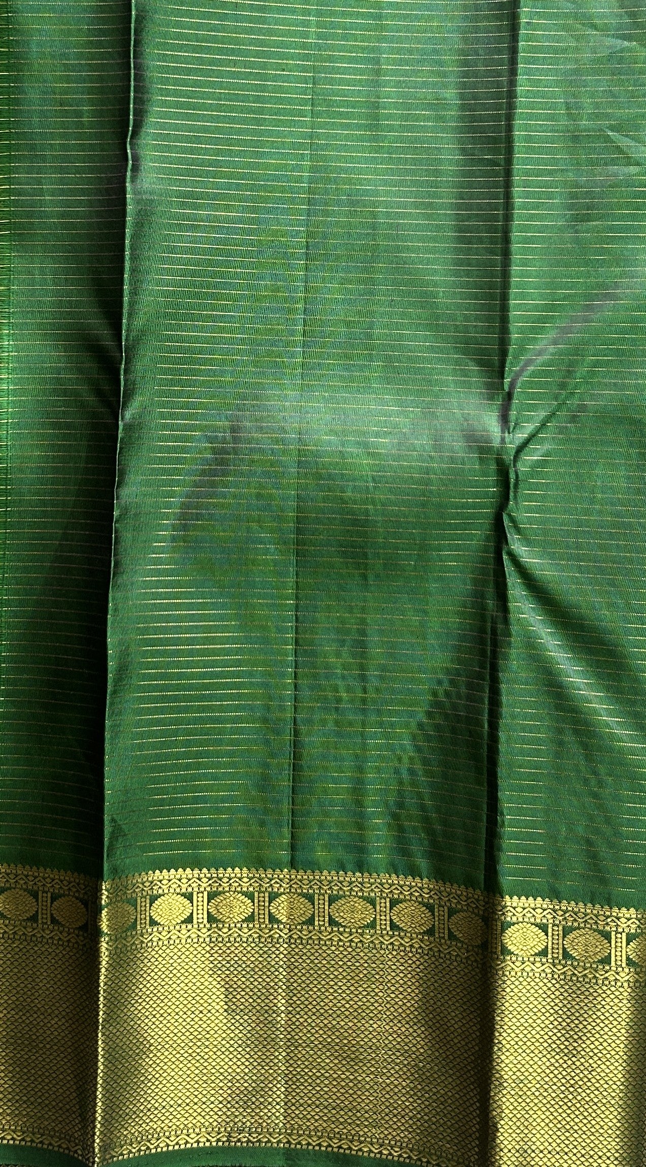 Pure Kanjivaram Silk Saree Dark Green Colored Complemented with a Gold Zari  Border. - Sampradaya Designer Studio
