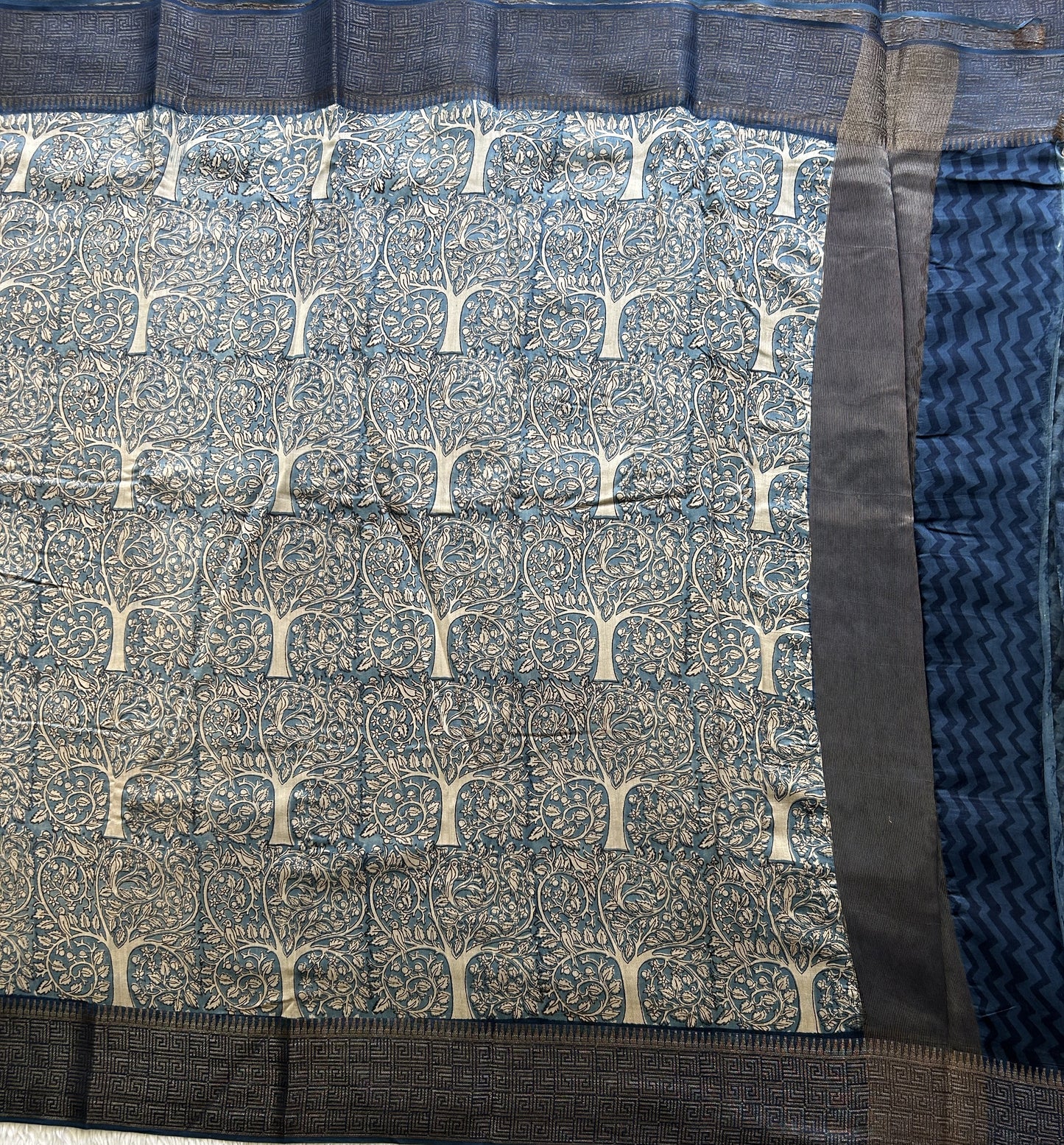 Blue Maheshwari  Cotton Saree For Women - Elegant Office & Daily Wear.