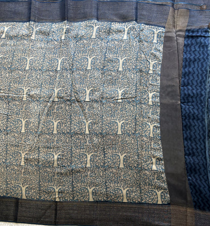 Blue Maheshwari  Cotton Saree For Women - Elegant Office & Daily Wear.