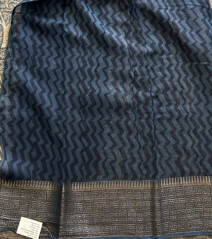 Blue Maheshwari  Cotton Saree For Women - Elegant Office & Daily Wear.