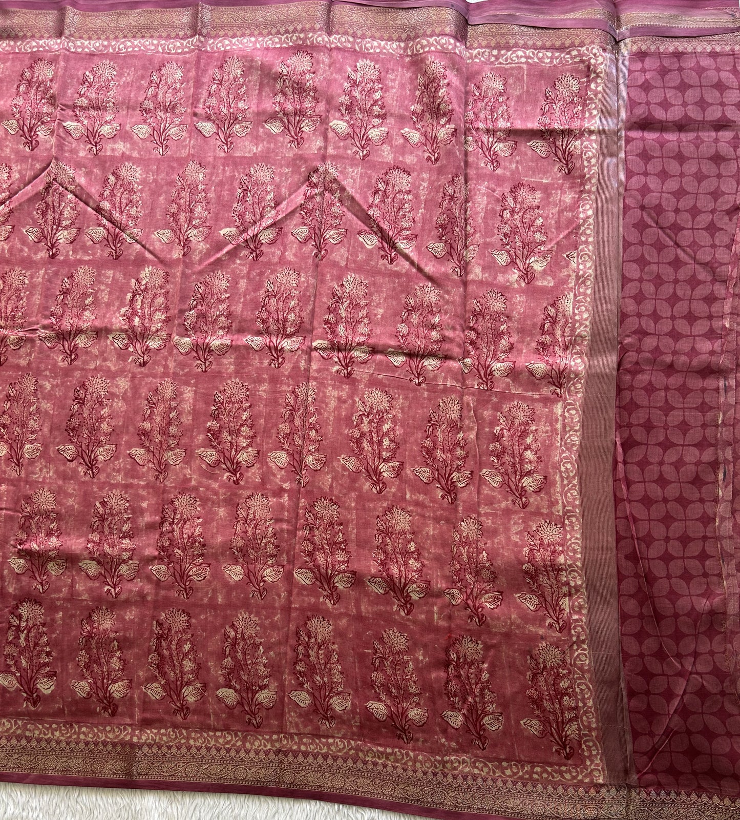 Onion Pink Maheshwari  Cotton Saree for Women - Elegant Office & Daily Wear.