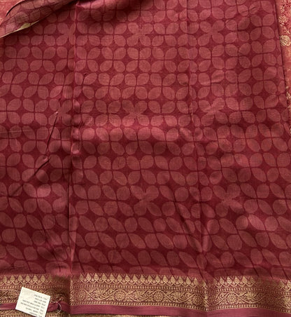 Onion Pink Maheshwari  Cotton Saree for Women - Elegant Office & Daily Wear.