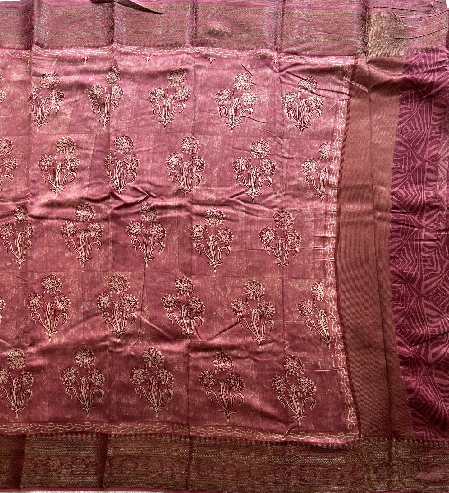 Onion Pink Maheshwari  Cotton Saree for Women - Elegant Office & Daily Wear.