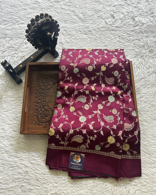 Dupion Silk Saree Purple Colored Complemented with a Zari Border. - Sampradaya Designer Studio