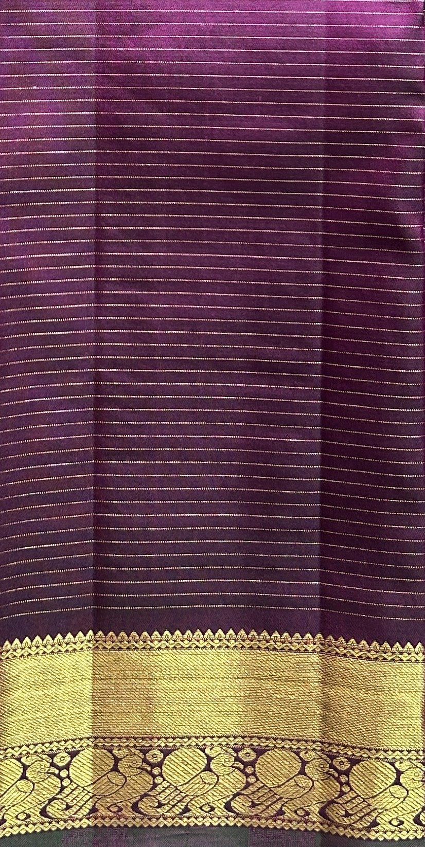Pure Kanjivaram Silk Saree Purple Colored Complemented with a Gold Zari  Border. - Sampradaya Designer Studio