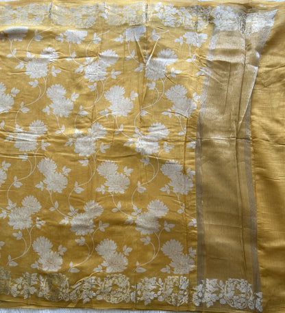 Light Yellow Maheshwari  Cotton Saree For Women - Elegant Office & Daily Wear.