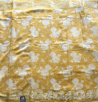 Light Yellow Maheshwari  Cotton Saree For Women - Elegant Office & Daily Wear.