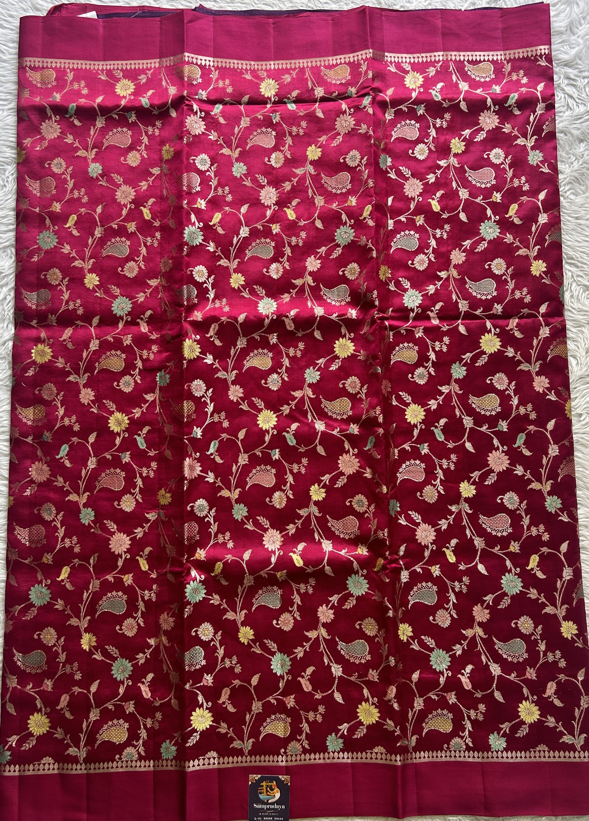 Dupion Silk Saree Pink Colored Complemented with a Zari Border. - Sampradaya Designer Studio
