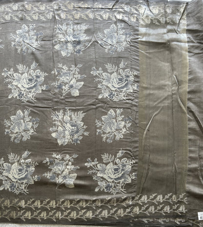 Gray Maheshwari  Cotton Saree for Women - Elegant Office & Daily Wear.