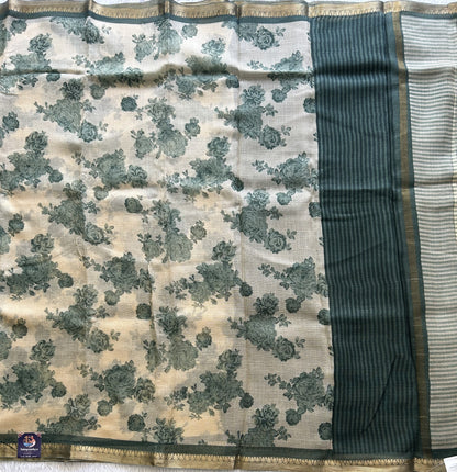 Cream Pure Cotton Kota Doria Saree | Airy Handloom Summer Drape