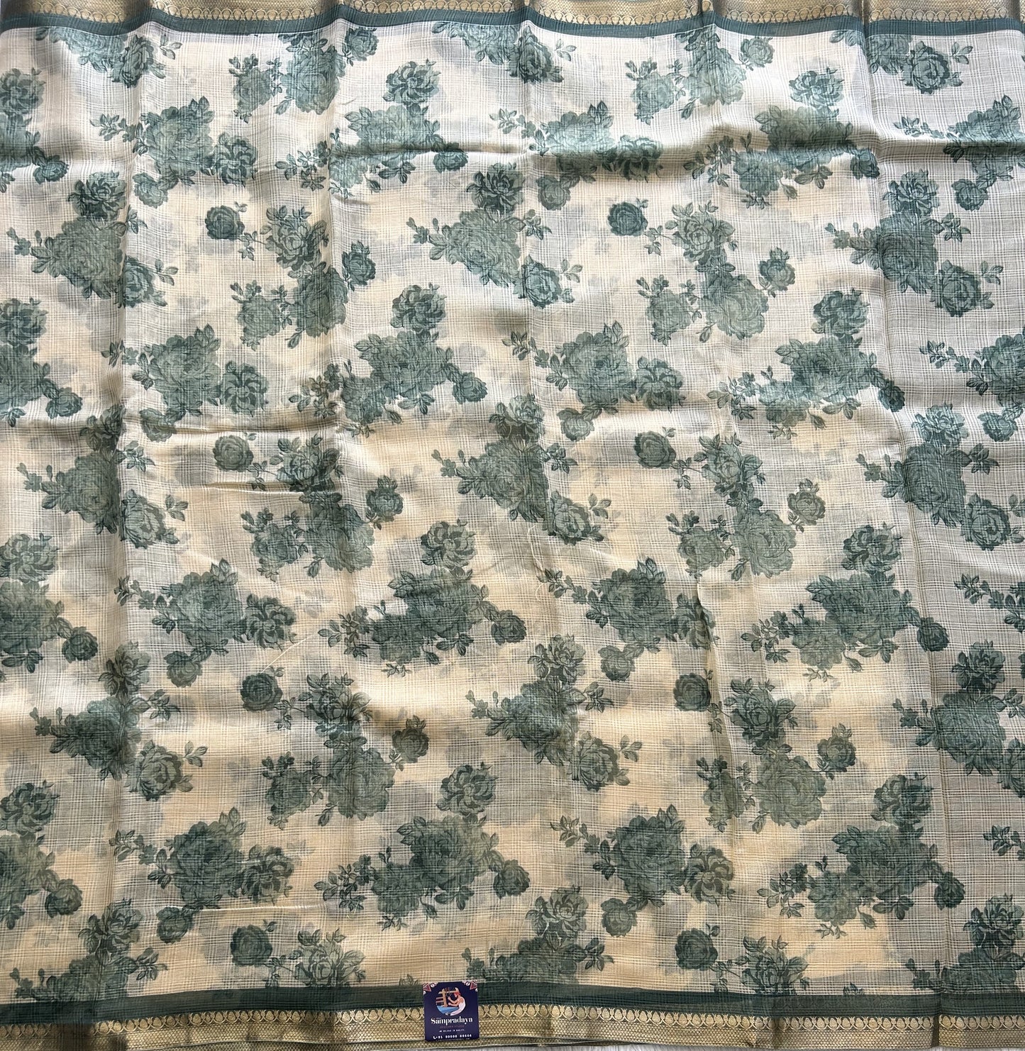 Cream Pure Cotton Kota Doria Saree | Airy Handloom Summer Drape