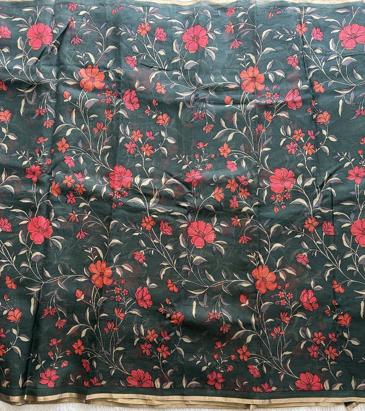 Green Pure Cotton Kota Doria Saree | Airy Handloom Summer Drape