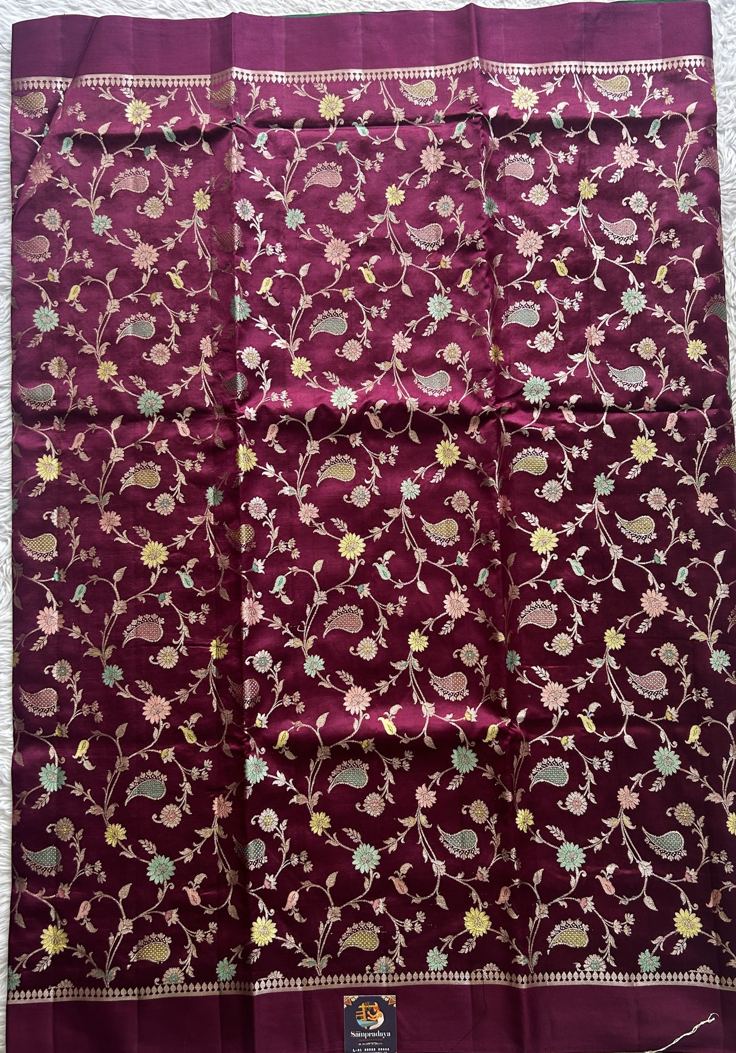 Dupion Silk Saree Purple Colored Complemented with a Zari Border. - Sampradaya Designer Studio