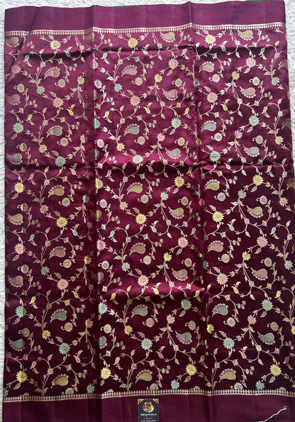 Dupion Silk Saree Purple Colored Complemented with a Zari Border. - Sampradaya Designer Studio