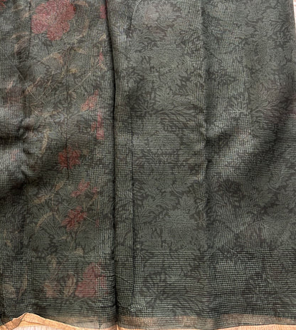 Green Pure Cotton Kota Doria Saree | Airy Handloom Summer Drape