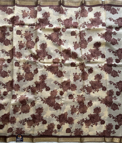 Cream Pure Cotton Kota Doria Saree | Airy Handloom Summer Drape