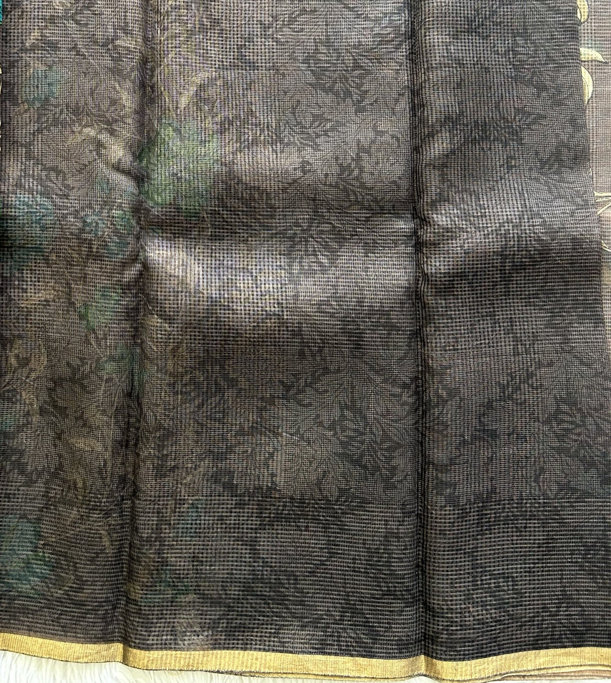 Gray Pure Cotton Kota Doria Saree | Airy Handloom Summer Drape - Sampradaya Designer Studio