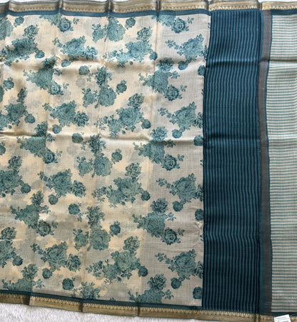 Cream Pure Cotton Kota Doria Saree | Airy Handloom Summer Drape - Sampradaya Designer Studio