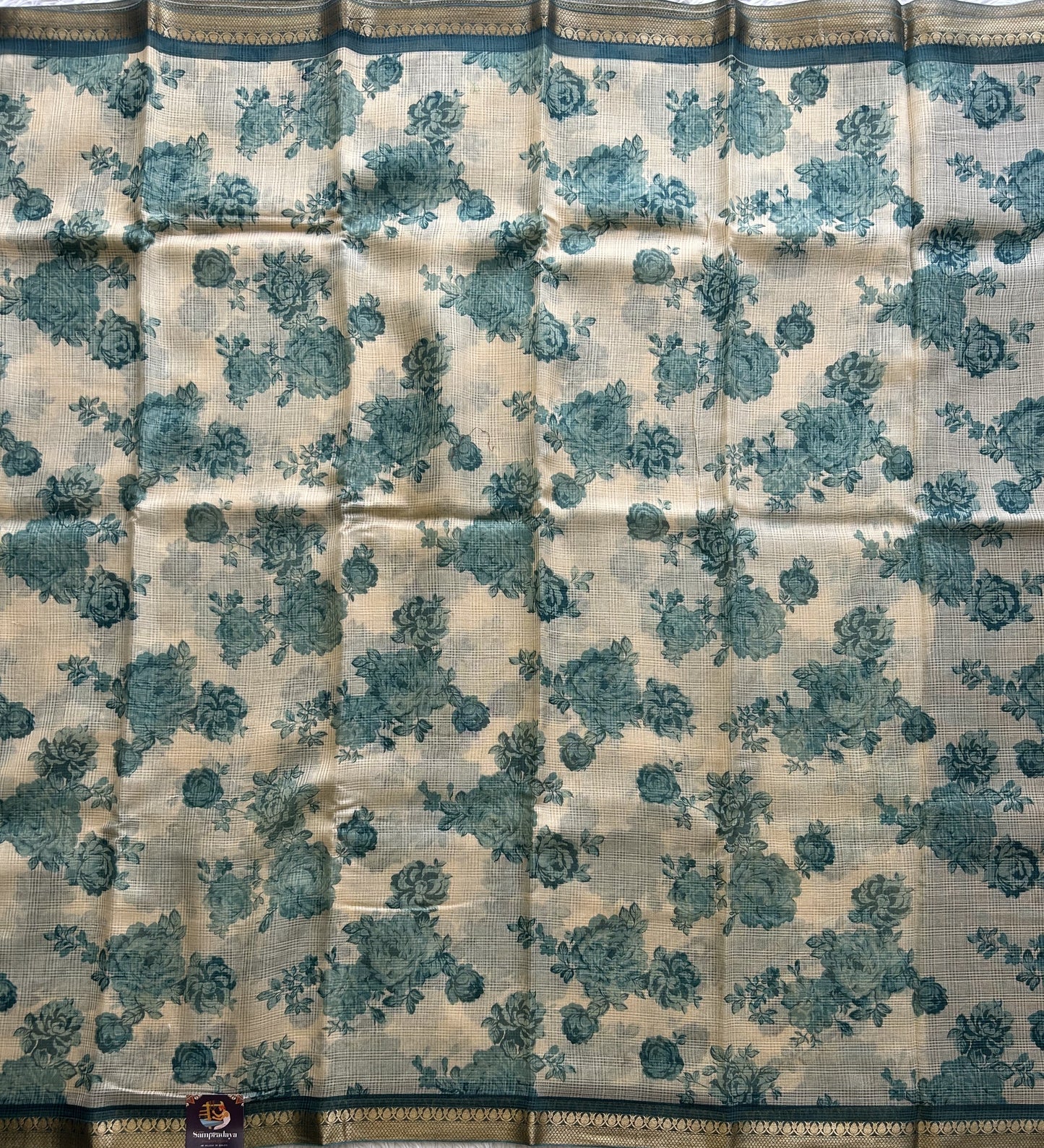 Cream Pure Cotton Kota Doria Saree | Airy Handloom Summer Drape - Sampradaya Designer Studio