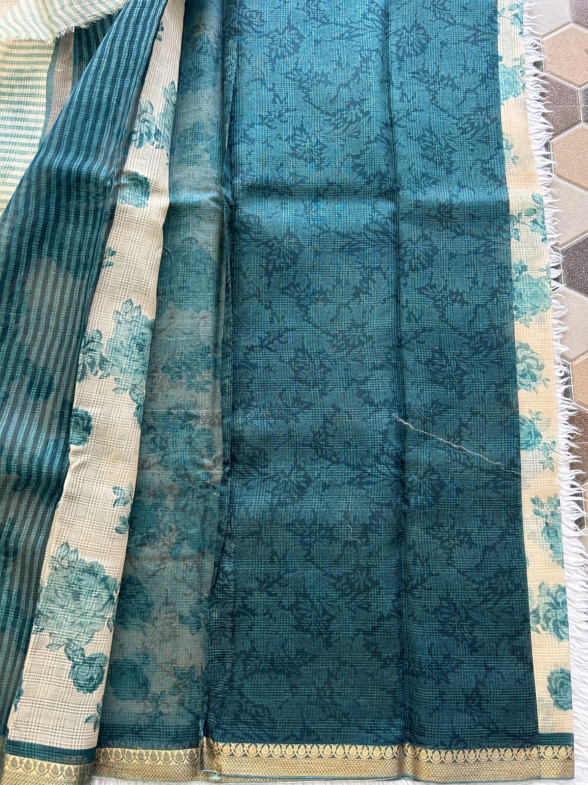 Cream Pure Cotton Kota Doria Saree | Airy Handloom Summer Drape - Sampradaya Designer Studio