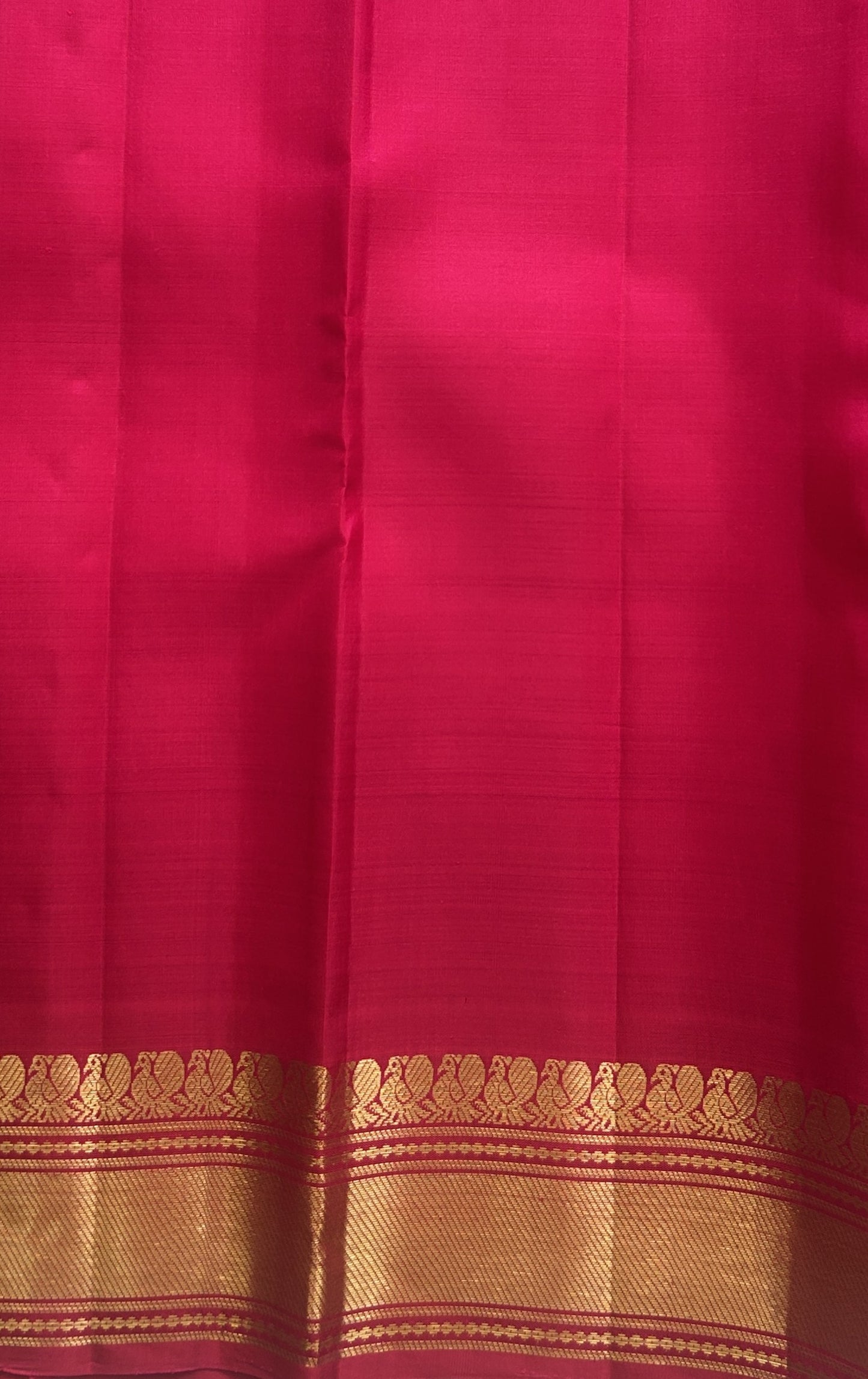 Pure Kanjivaram Silk Saree Pink Colored Complemented with a Gold Zari Gap Border. - Sampradaya Designer Studio