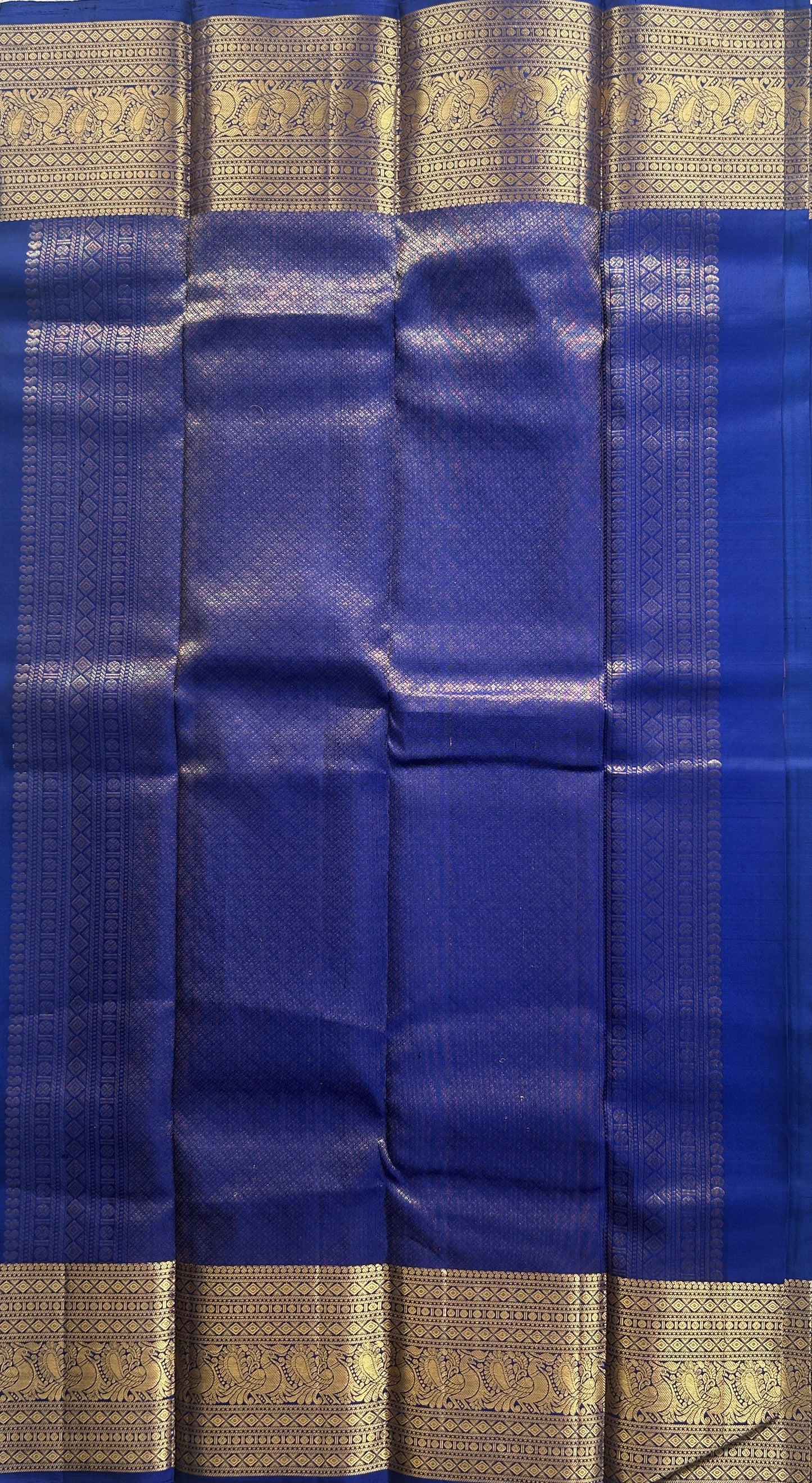 Pure Kanjivaram Silk Saree Royal Blue Colored Complemented with a Gold Zari  Border. - Sampradaya Designer Studio