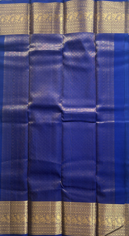 Pure Kanjivaram Silk Saree Royal Blue Colored Complemented with a Gold Zari  Border. - Sampradaya Designer Studio